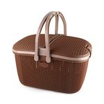 CELLO Knits Style Shopping Rectangular Basket, Brown, Plastic, Pack of 1, Port