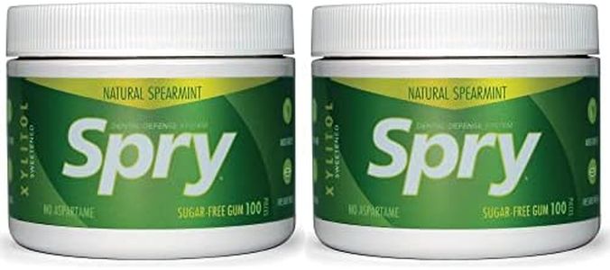 Spry Fresh Natural Xylitol Chewing Gum Dental Defense System - Aspartame-Free, Sugar-Free, Non-GMO, Gluten-Free (Spearmint, 100 Count - Pack of 2)