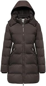 WenVen Women's Padded Winter Parka Coat Slim Fitted Puffer Jacket with Adjustable Hood (Coffee,3XL)