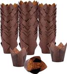 Perfect BAKEWARE 200 Pcs Paper Tulip Cups Cupcake Liners Paper Baking Wrappers Muffin Cups Food Grade Grease Proof Paper Mould Base 5 cm Height 7 cm - Brown