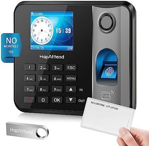HapAttend Time Clock - Fingerprint Time Clocks for Employees Small Business Automatic Calculate Hours, No WiFi H1 Standalone Biometric Clock in Machine for Employees with 5 RFID Cards (0 Monthly Fees)