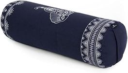 Yoga Studio Organic Buckwheat Designed Round Bolsters - Nature Collection (Midnight Blue - Aztec Elephant)