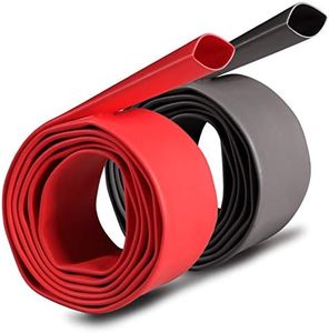 2 Pcs 1/2 inch (Diameter) 3:1 Waterproof Heat Shrink Tubing Kit, Large Marine Dual Wall Adhesive Shrinkable Wire Wrap Tube, Insulation Sealing Cable Protector by YUKSY (4ft, Black & Red)