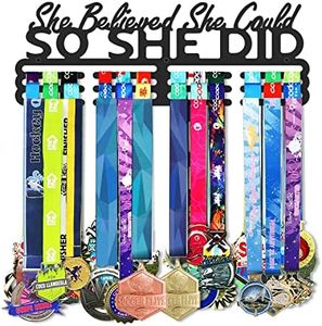 Medal Holder Display Hanger Rack Storage Steel Wall Mounted Fame Black Metal Sports Marathon Running Soccer Gymnastics Large-capacity Sturdy Wall Decor Motivational Slogan Race Medals