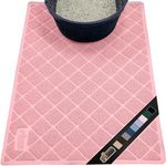 Gorilla Grip Durable Cat Litter Mat (24x17), No Phthalate, Water Resistant, Traps Litter from Box and Cats, Scatter Control, Soft on Kitty Paws, Easy Clean Cat Mat (Light Pink)