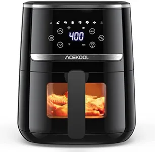Air Fryer 5 Quart, Digital Display Air Fryer Toaster Oven Combo with 8 Cooking Presets Oilless Cooker for Quick Meal, Visible Window, UP to 400℉, Dishwasher Safe Basket, Nonstick Silicone Liner, Timer