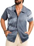 APTRO Men's Shirts Short Sleeved Shirts for Adult Floral Hawaiian Holiday Casual Stretch Beach Tops MS006 Dark Grey XL