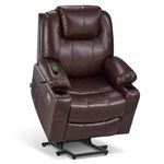 MCombo Electric Power Lift Recliner Chair Sofa with Massage and Heat for Elderly, Massage Chair with 3 Positions, Cup Holders and USB Ports for Home, Living Room7040 (Dark Brown, Medium)