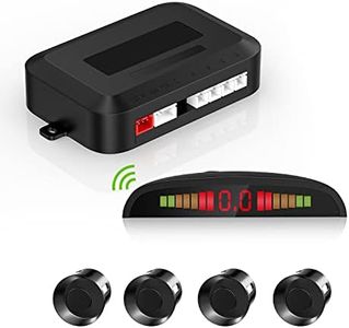 Kit d'aide au stationnement sans Fil, système de Radar de recul avec 4 capteurs PDC, Affichage de la Distance LED sans Fil avec Avertissement sonore + 4 4 capteurs Noirs Noirs