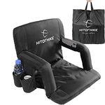 HITORHIKE Stadium Seat for Bleachers or Benches Portable Reclining Foldable Black Stadium Seat Chair with Padded Cushion Chair Back and Armrest Support