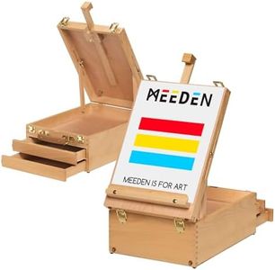 MEEDEN Large Adjustable Artist Tabletop Sketchbox Easel -Multi-Function Solid Beech Wood Desktop Easel Box, Wooden Artist Storage Box Easel Desktop Case for Artist, Art Students & Beginners