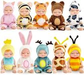 Haawooky 10 Pcs Mini Baby Dolls,4 inch Lifelike Realistic Baby Dolls with Animal Clothes,Cute Small Baby Doll for Girls Kids Easter Basket Valentine Birthday