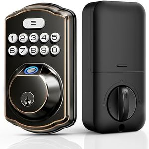 Veise Fingerprint Door Lock, Keyless Entry Door Lock, Electronic Keypad Deadbolt, Biometric Smart Locks for Front Door, Auto Lock, Anti-Peeking Password, Easy Install, Oil Rubbed Bronze