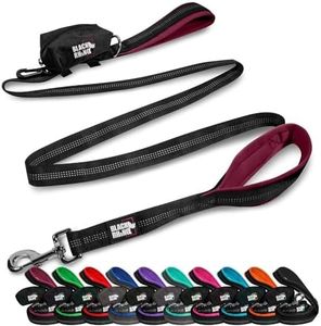 Black Rhino Dog Leash - Heavy Duty - Medium & Large Dogs | 6ft Long Leashes | Two Traffic Padded Comfort Handles for Safety Control Training - Double Handle Reflective Lead (Burgundy)
