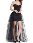 FEOYA Women 4 Layers Mesh Tulle Skirt Floor Length Wedding Party Tutu Skirt Overskirt Black