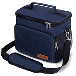 Insulated Lunch Bag for Women/Men - Reusable Lunch Box for Office Work School Picnic Beach - Leakproof Cooler Tote Bag Freezable Lunch Bag with Adjustable Shoulder Strap for Kids/Adult - Navy Blue