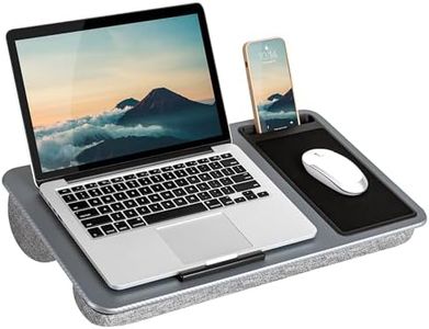 LAPGEAR Home Office Lap Desk with Device Ledge, Mouse Pad, and Phone Holder - Silver Carbon - Fits up to 15.6 Inch Laptops - Style No. 91585