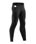 Niksa 1 Pack Men's Leggings,Sports Tights Leggings Base Layer with Zip Pockets,Black,M