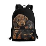 Showudesigns Cute Dachshund Dog Book Bag for Boys Backpack 10-12 Years Old Middle Elementary School Bag Sausage Dog Bookbag for Kids 8-10 Student 17inch Laptop Backpacks Black