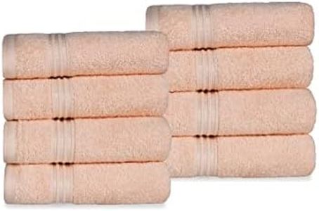 Superior Egyptian Cotton 8-Piece Hand Towel Set, Towel Basics for Quick Dry, Absorbent Small Towels, Facial, Spa, Kitchen, Bathroom Essentials, Apartment, Guest Bath, Soft, Washcloth, Peach