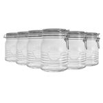 Bormioli Rocco Officina 1825 Glass Storage Jar with Airtight Clip Lid - 750ml - Pack of 6