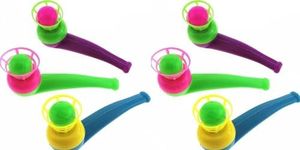 6 pcs Random Color Floating Blow Pipe Balls Game Toys, Floating Blow Pipe & Balls Balance Blowing Toys, Stress Reliever Balance Blowing Toys for Adults Funny Party Supplies Balls