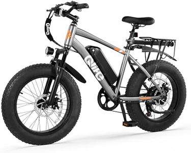 Qlife Racer Fat Tire Series Electric Bike for Adults, 28MPH, 50 Miles Mountain Ebike with Peak 1200W Motor, 48V 10AH Removable Battery, 20X4.0 Tire Step Over E-MTB with 7-Speed, Grey with F&R