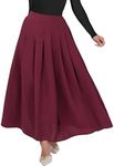 ANRABESS Women A-Line Pleated High Waist Maxi Skirt Full Ankle Length Flowy Swing Elegant Dressy Casual Work Long Skirts Red Medium