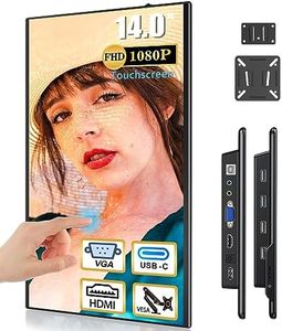 COOLHOOD Monitor Portatile Touchscreen 14 pollici, Portable Monitor 1080P IPS Schermo con foro VESA, VGA HDMI USB-C monitor, per Laptop/PC/Telefono/Industriale/PS5