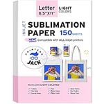 Sublimation Paper - 8.5 x 11 Inches, 150 Sheets 120 GSM for Any Inkjet Printer with Sublimation Ink, Heat Transfer Sublimation for T-Shirt, Mugs, Light Fabric