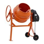 DKIEI Cement Mixer, 120L Portable Concrete Mixer with Wheels, 450W Plaster Concrete Mixing Machine, Orange