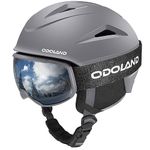Odoland Ski Helmet, Snowboard Helmet with Ski Goggles for Skiing, Shockproof, Windproof, Safety Snow Sports Helmet and Protective Goggles for Men Women and Youth,Grey, M