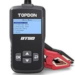 Car Battery Tester 12V, TOPDON BT50, Automotive 100-2000 CCA Battery Load Tester Cranking and Charging System Auto Test Scan Tool Digital Battery Alternator Analyzer (Upgraded Version of AB101)