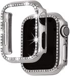 Dealfreez 38 MM Luxury TPU Protective Cover Crystal Rhinestone Diamond Plating Screen Protector Compatible with Apple Watch iWatch Series 1/2/3 (Silver)