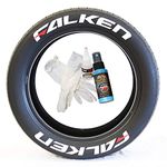 Tire Stickers Falken With Red Dash Permanent Tire Lettering Kit USA Made With Glue - Custom Sizing/Colors - (Pack of 8)