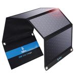 BigBlue 28W Foldable Solar Charger with 3 USB Ports (5V/4.8A Total) Portable and Waterproof Solar Panel + 4 Steel Hooks Compatible with Phone, Huawei, Xiaomi, Samsung Galaxy