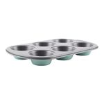 The Great British Bake Off Muffin Tray, Yorkshire Pudding Tin for Baking, 6 Cup Jumbo Cupcake Tin, 3cm Deep, Official GBBO Logo, Non Stick Coated Carbon Steel, Duck Egg Blue, 29cm x 18cm x 3cm