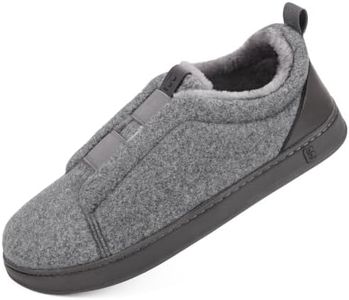LongBay Men's Slippers Warm House Shoes Winter Indoor Outdoor Grey US11-12