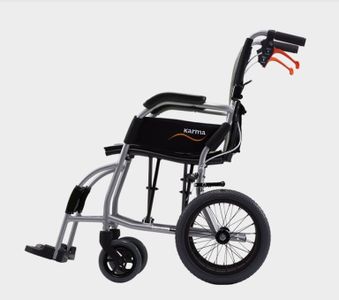 Karma Ergo Lite Ultralite Transit Wheelchair, Folding, 8.8kg, 18" Seat
