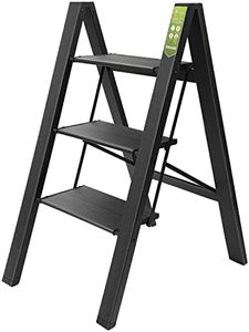 RIKADE 3 Step Ladder,Folding Step Stool with Wide Anti-Slip Pedal, Aluminum Portable Lightweight Ladder for Home, Kitchen and Office Use, 330lb Capacity