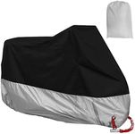 GIOD Motorcycle Cover, All Season Waterproof Sunscreen Dustproof Snowproof Motorcycle Cover with Keyhole, Silk Polyester Protective Cover for Motorcycle, Scooter, Bike (XL, Silver)