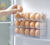 MosQuick® 30 Egg storage box for fridge Auto Flip Design egg holder for kitchen egg storage box durable Egg Tray for Fridge Perfect Egg Box Egg Container egg stand ideal for Desi Eggs Pack of 30