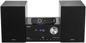 Sharp XL-B530 Micro Component 200W Max Power Wireless Bluetooth Audio Streaming & MP3/CD Player Speaker System + Remote, USB Port, AM/FM Stereo Digital Tuner, Aux Input, Black Oak