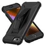 ORETECH Case for iPhone SE 3/2 (2022/2020 Edition),iPhone 7 and iPhone 8 Case with [2 Screen Protector] and [Kickstand],Shockproof Hard PC Back Flexible TPU Sides Case for iPhone 6/6S/7/8/SE,Black