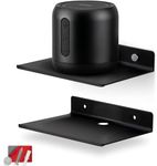 OrganizeMee Metal Small wall mounted shelves,Bluetooth speaker,Wi-Fi camera stand corner floating shelf for living room & bedroom,home decor items plant pot mounting racks [15.5 X12.5Cm] Qty 2 (Black)