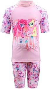 Julysand Toddler Girls Rash Guard Sets Pink My Little Pony Swimsuit Short Sleeve Two Piece Swimwear Sun Protection Suit, Little Pony, 8 Years