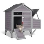 Aivituvin Chicken Coop with Nesting Box and Stand, Outdoor Hen House Wooden Poultry Coops with Weatherproof Asphalt Roof, Leakproof Pull-Out Tray for 2-3 Chickens, Ducks (Chicken Coop-AIR7020, Grey)