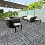 Golden Cart Deck Tiles for Floor (6 Pieces) I Wooden Flooring Deck Tiles for Outdoor Indoor I Water resistant (WPC, Light Grey, 6 Pcs of 12" x 12" x 0.75" each, Covers 6 Sq. Ft.)
