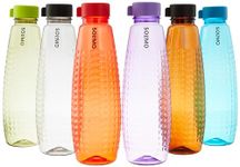 Amazon Brand - Solimo Water Bottle - 1 Ltr, Multicolor | Break Proof | Freezer Safe | BPA Free | Leak Proof (Set of 6, Beta)