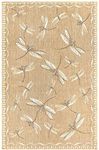 Liora Manne CARMEL Indoor/Outdoor Power Loomed Synthetic Blend Low Profile Area Rug - Transitional Border Garden Nature Decorative (Dragonfly Sand) (3'3" x 4'11")